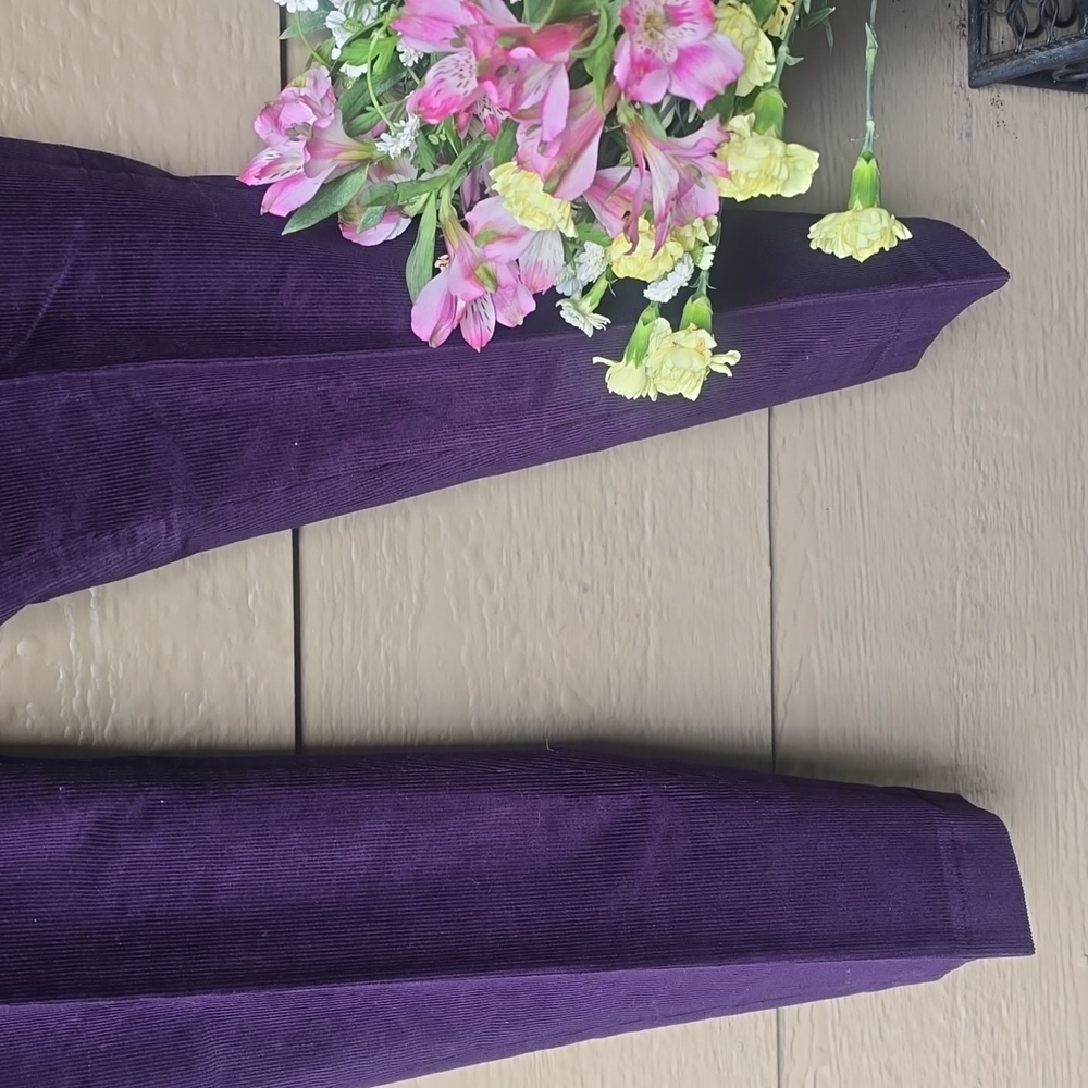 Ralph Lauren Made in Italy Plum Corduroy Tailored Dress Pants  30x27 Cropped - Picture 3 of 14